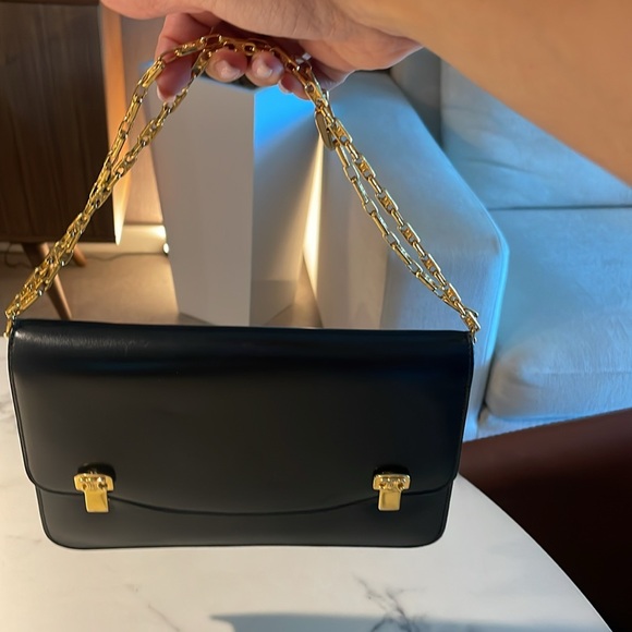 Celine Vintage Box Calf Macadam Logo 2Way Chain Shoulder Clutch RARE - Picture 12 of 14